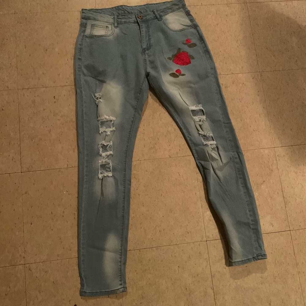 Mens Fashion Rose Jeans